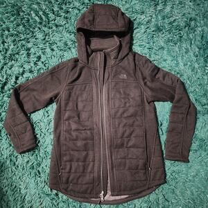The North Face Women’s Hooded Insulated Fleece Jacket Black L 20x31 25" Sleeves